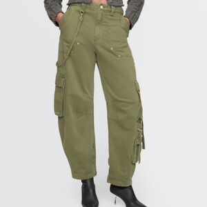 Gap x Cult Gaia Olive Green barrel pants w/ Gold Hardware SZ 2 sold out